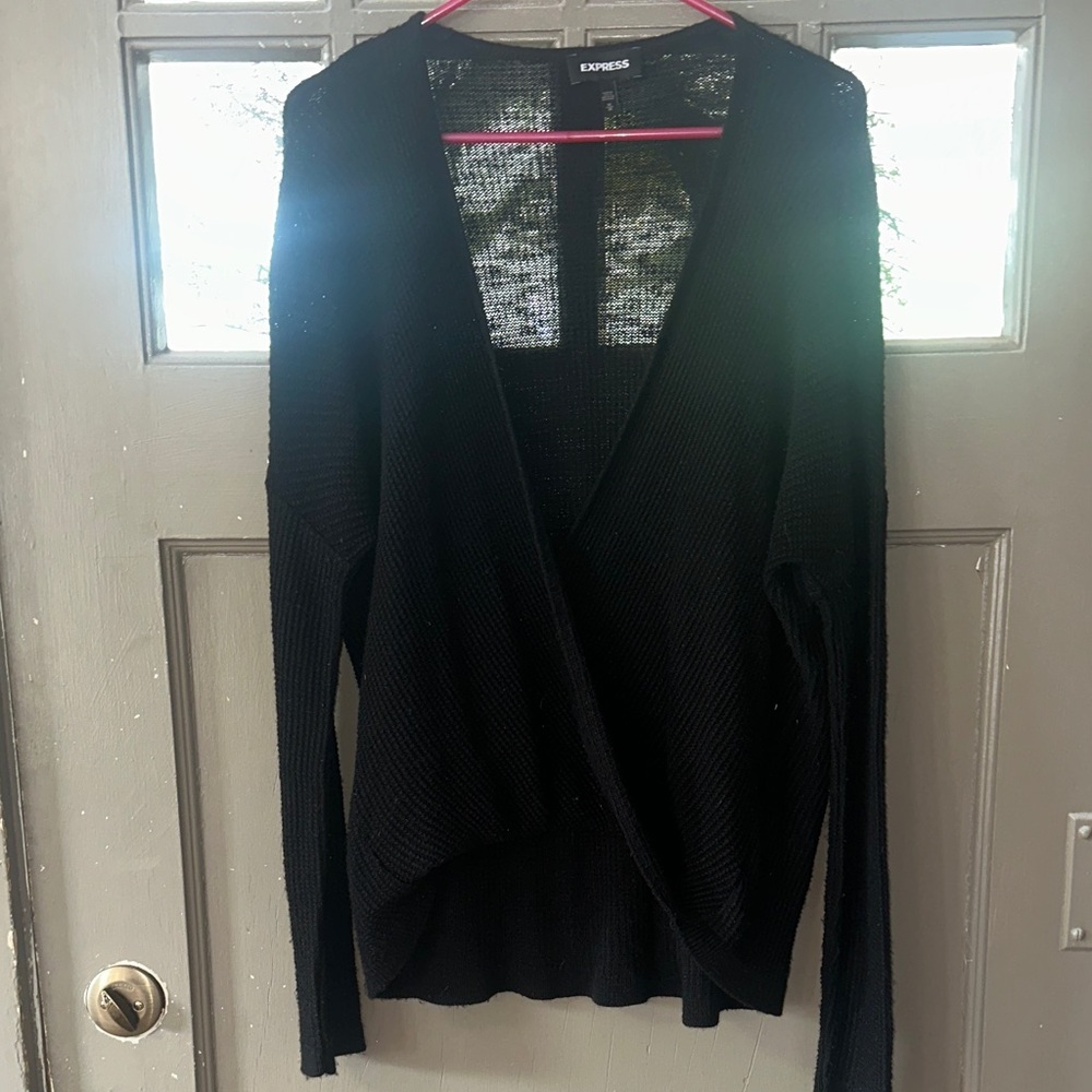 Express Black Wrap Knit Sweater